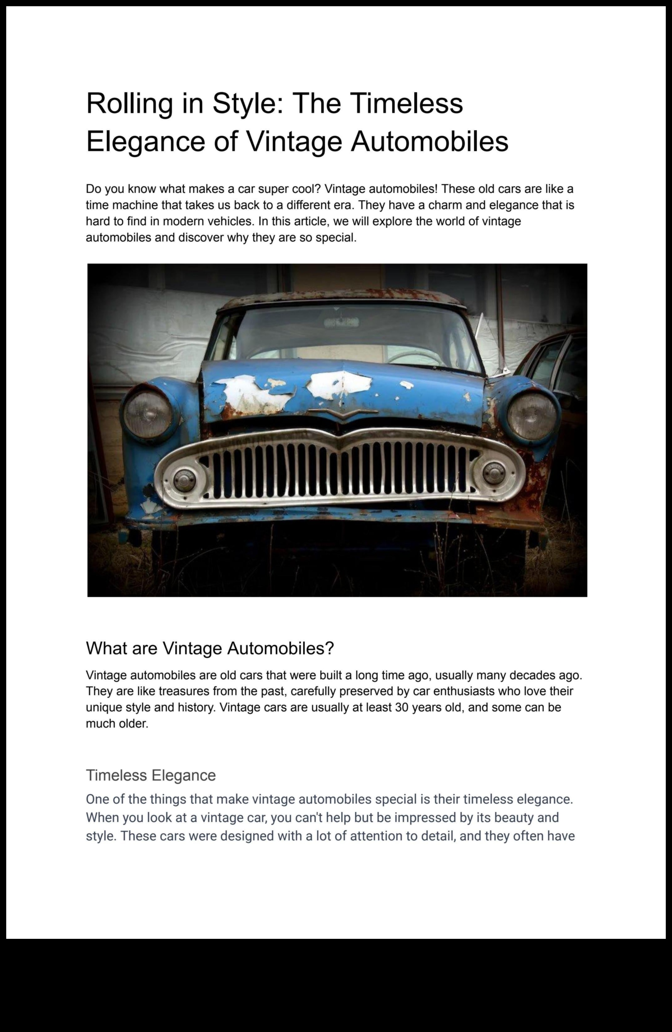 Restories Reveries: כלי רכב עתיקים והתשוקה לשימור